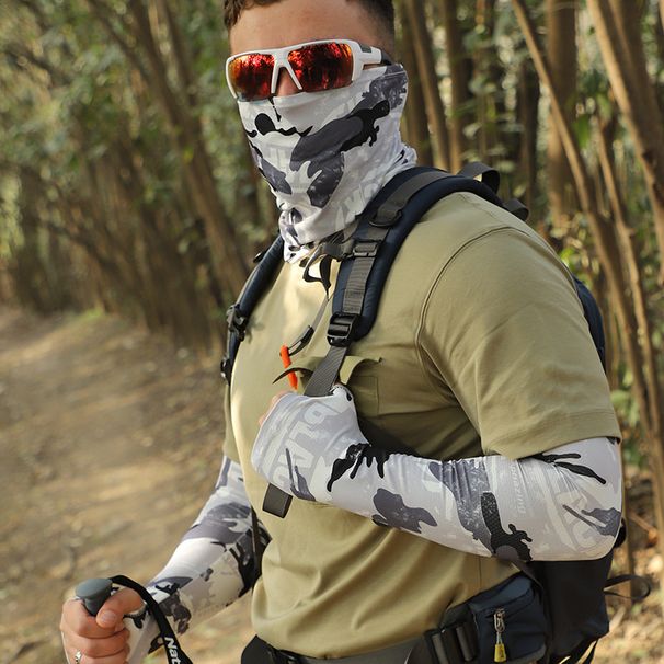 Set di maschera anti-UV e scaldacollo per esterni - Maniche traspiranti in seta ghiacciata per escursionismo, pesca e protezione solare_voghion.com