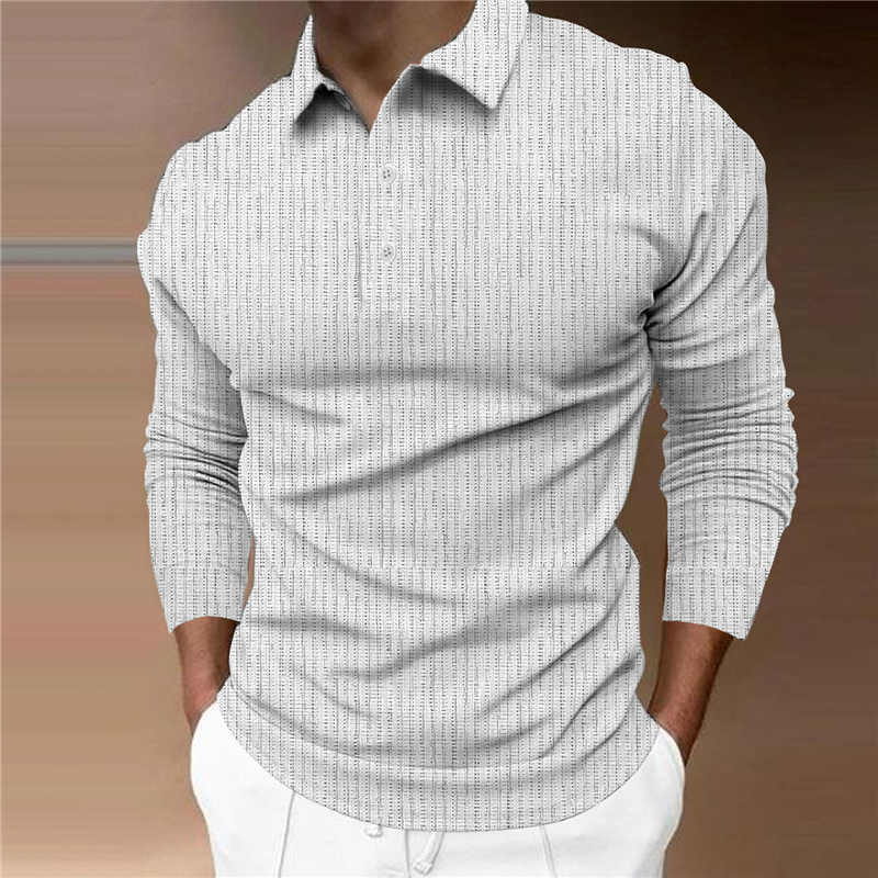 Camicia da uomo più venduta per la primavera e l'autunno, con stampa a lettere 3D, polo aderente, a maniche lunghe, alla moda e casual_voghion.com