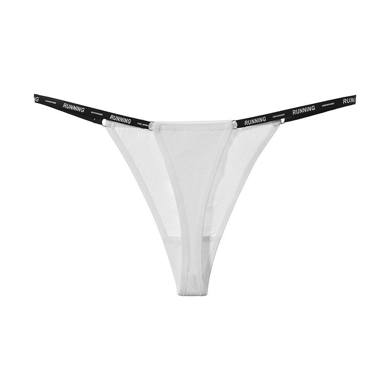 2025e #2404#Sexy Hot Girl Style Letter Waistband Thong Low Waist Ice Silk Seamless Pure Cotton Crotch Women's Panties_voghion.com