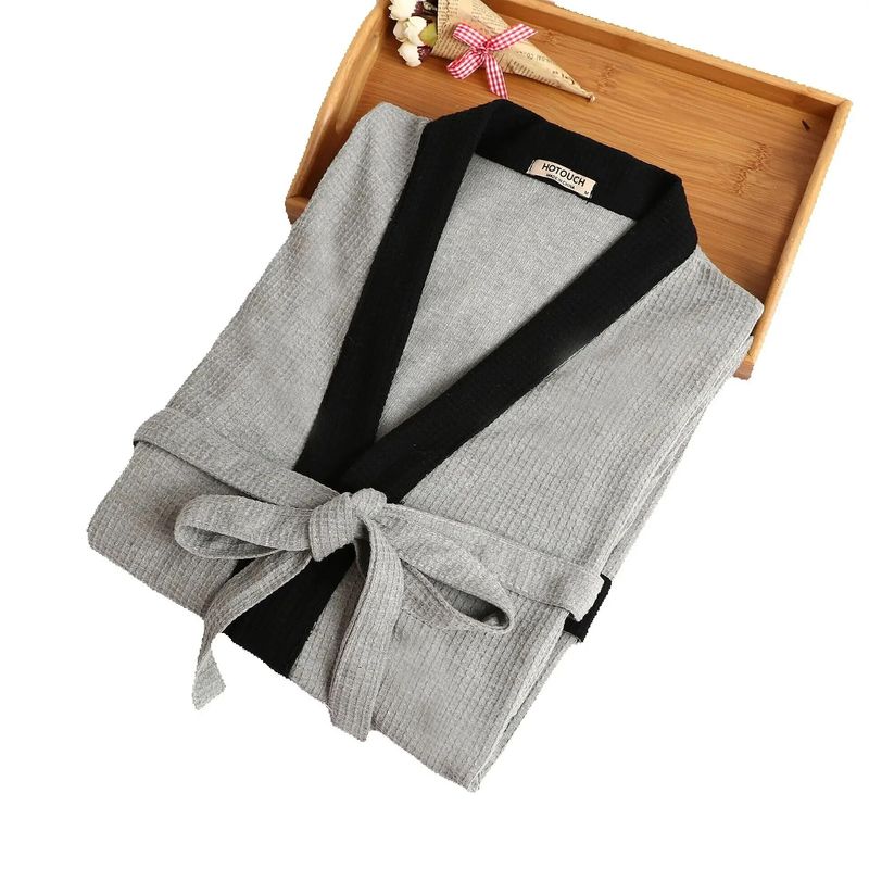 Peignoir de sauna en coton gaufré pour homme_voghion.com