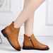 Martin Short Women Top Layer High Heel Cowhide Comfortable Soft Sole Flat Boots Red Genuine Leather Single Casual Shoes_voghion.com