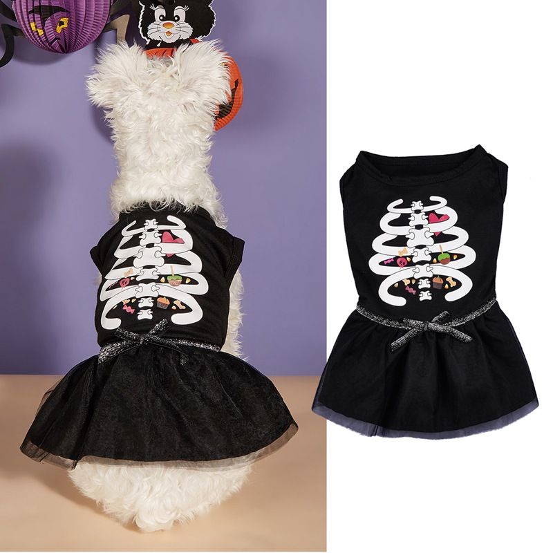 Dýňový duch pavouk kost čaroděj Netopýr Velké štěně Kočka Halloween vesta šaty_voghion.com