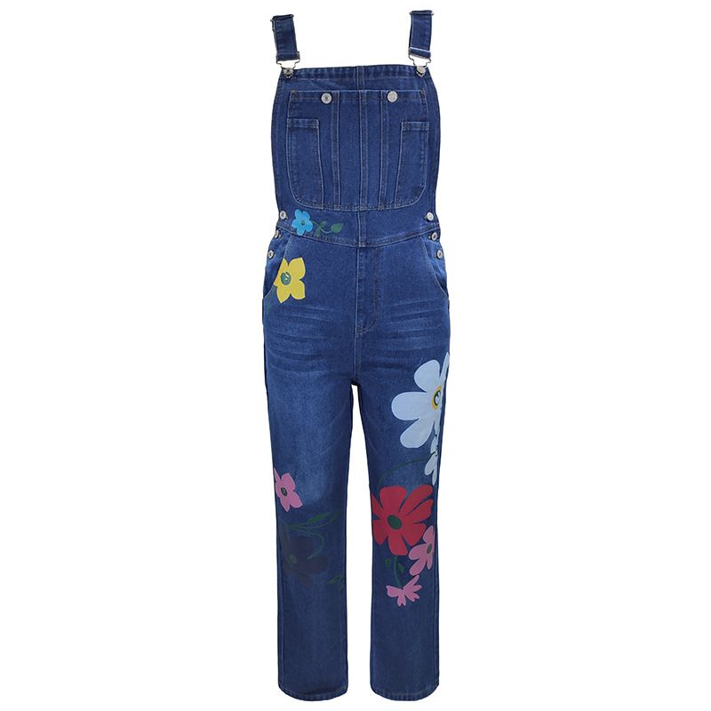 Women's Printed Strappy Pants Floral Halter Jeans_voghion.com