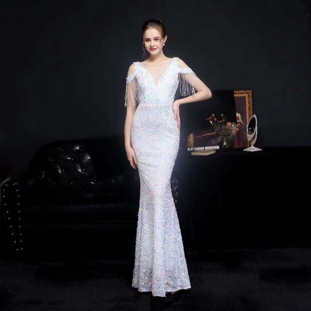 Women's Clothing New Autumn Banquet Temperament Sexy Fishtail Socialite Host Evening Dress_voghion.com