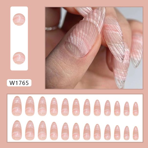 Nail Three-dimensional Simple Wearing Nail Piece Nail Shell Pattern Patch Detachable Nail Piece 24 Pieces_voghion.com