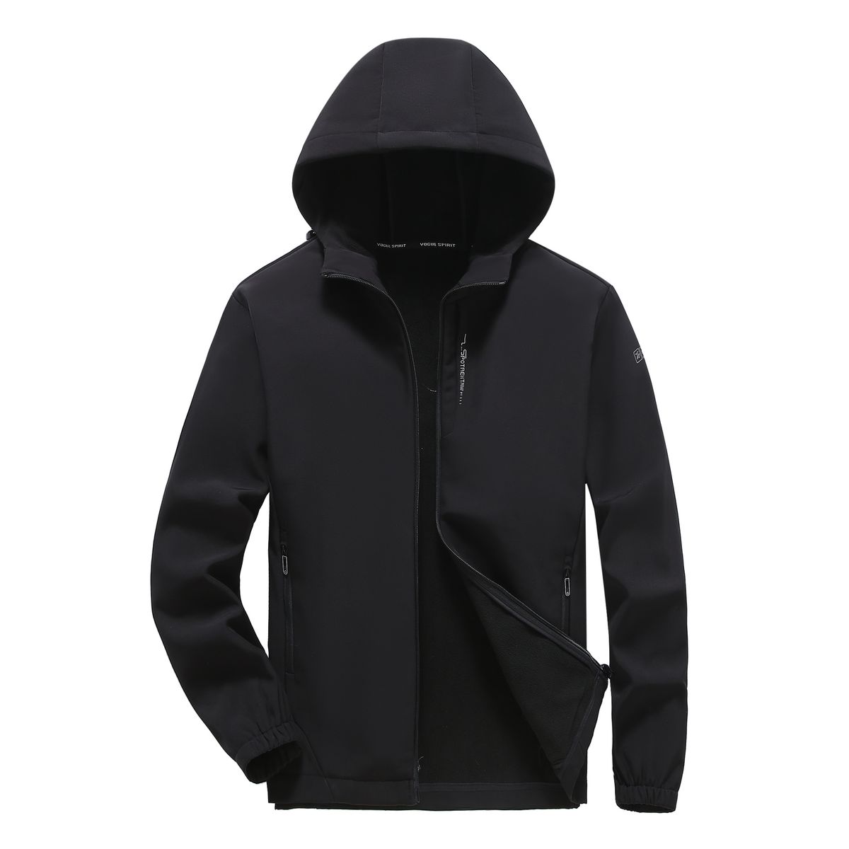Unisex Winter Fleece-Lined Windproof Jacket - Waterproof Softshell Hooded Coat, 100% Polyester Thermal Outerwear For Hiking & Urban Commute (XL-5XL)_voghion.com