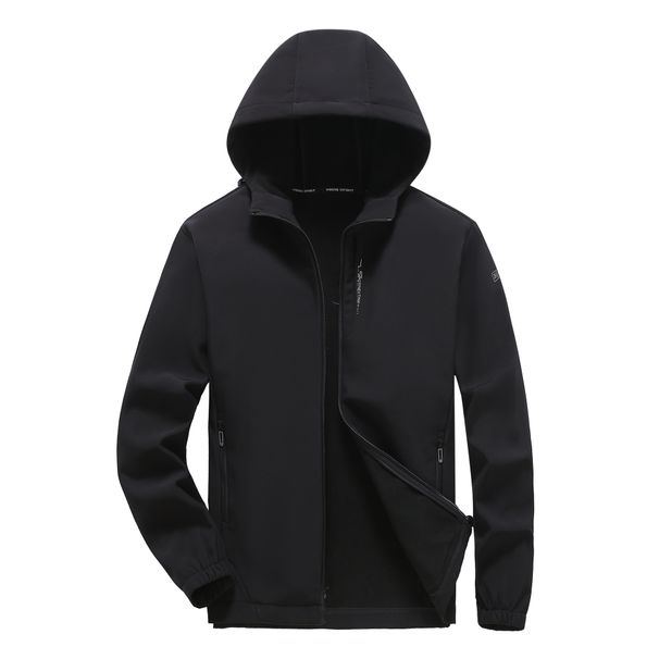 Unisex Winter Fleece-Lined Windproof Jacket - Waterproof Softshell Hooded Coat, 100% Polyester Thermal Outerwear For Hiking & Urban Commute (XL-5XL)_voghion.com