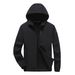 Unisex Winter Fleece-Lined Windproof Jacket - Waterproof Softshell Hooded Coat, 100% Polyester Thermal Outerwear For Hiking & Urban Commute (XL-5XL)_voghion.com