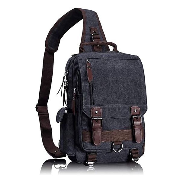 Men's Breast Business Shoulder Messenger Multifunctional School Bag Large Capacity Canvas Retro Computer Backpack_voghion.com