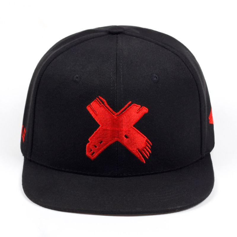 Boné de beisebol casual masculino, chapéu de aba reta com proteção solar para áreas externas ajustável e bordado com letra X_voghion.com
