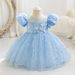2024 nouvelle robe d'hôte pour enfants robe de soirée pour fille de fleur d'un an robe de princesse florale à manches bouffantes robe en gaze en stock_voghion.com