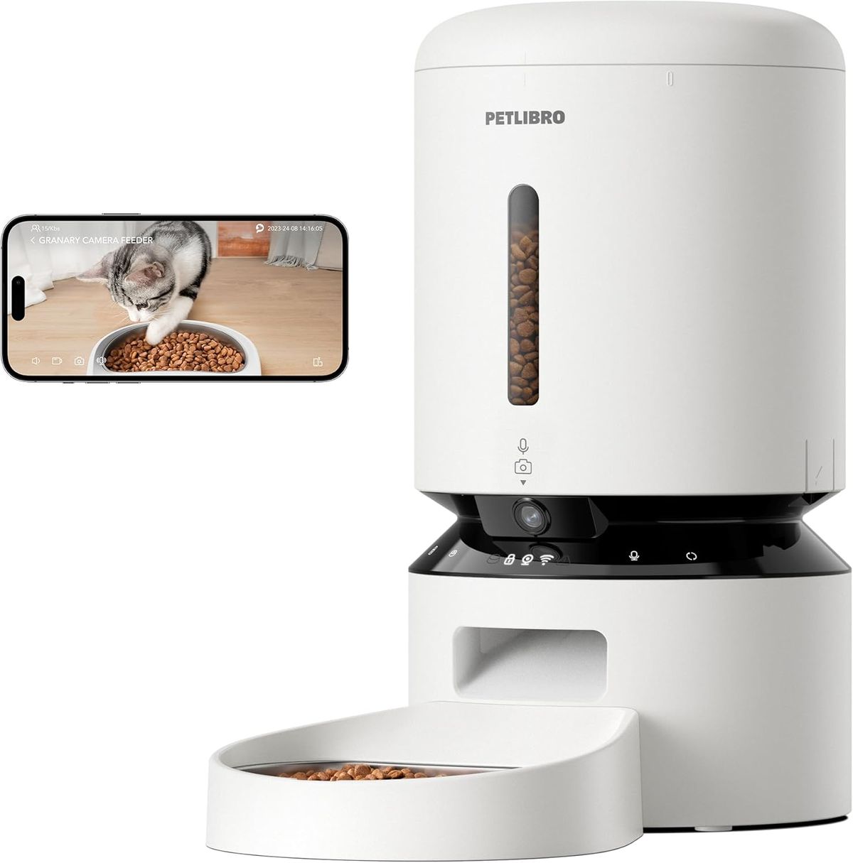 5L Futterautomat Katze Mit 1080P Video - 5G WiFi Futterspender Hund Mit APP & Nachtsicht, Sensor para Niedriger Futter & Bloqueo, Bewegun_voghion.com