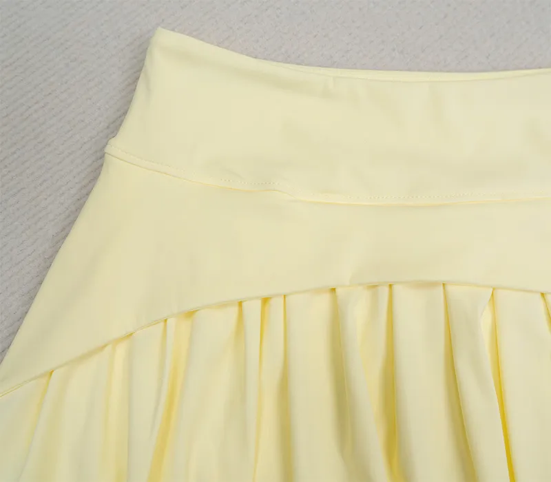 Spódnica sportowa damska Spodnie damskie letnie cienkie fitness bieganie przeciw wystawieniu na działanie czynników zewnętrznych dwuczęściowa spódnica plisowana z wysokim stanem spódnica do jogi_voghion.com