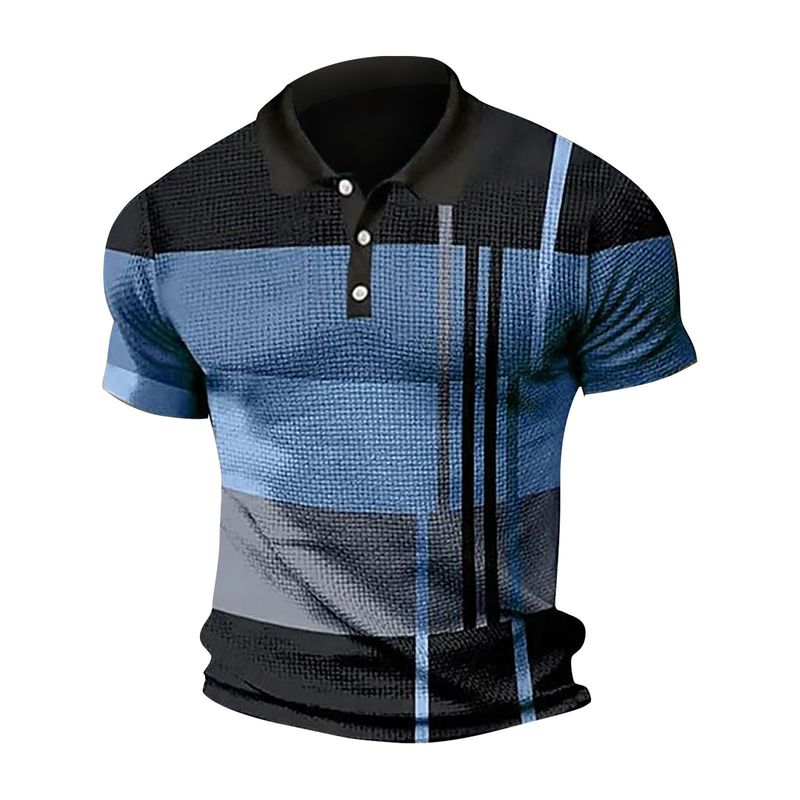 Men's polo shirt short sleeve color block zipper t-shirt top_voghion.com