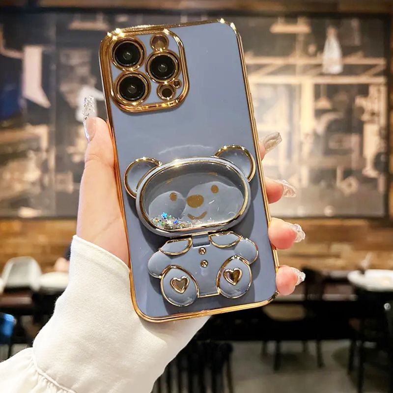 For Funda Oneplus 11 10 9 Pro 9R 9RT 8T nord 2 Nord2 9 RT 9Pro 10Pro 8 T Oneplus11 Phone Case Luxury Bear Plating Holder Cover_voghion.com