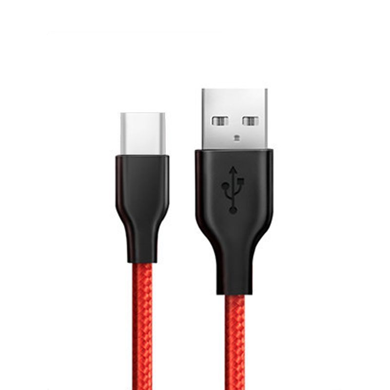 Kunjiuyou Micro USB/Type C nylonflettet hurtigopladning datasynkroniseringskabel 1m til mobiltelefon-rød mikro-USB_voghion.com