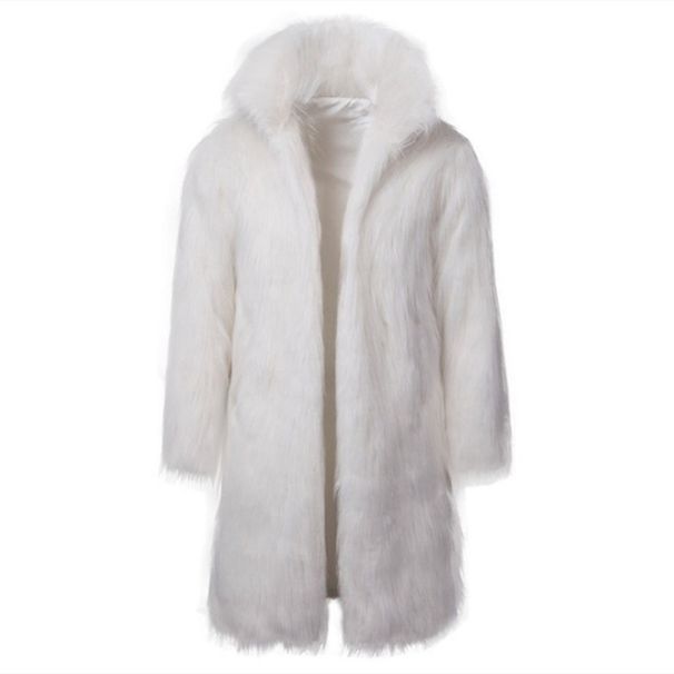 Cappotto in pelliccia sintetica da uomo, lungo ed elegante soprabito con collo alto, giacca invernale foderata in velluto, in bianco e nero_voghion.com