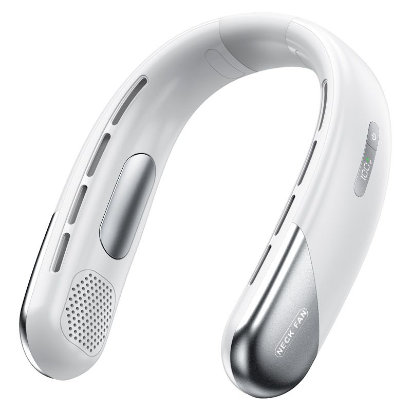 New USB Rechargeable Lazy Portable Handheld Small Office Sports Leafless Neck Hanging Fan_voghion.com