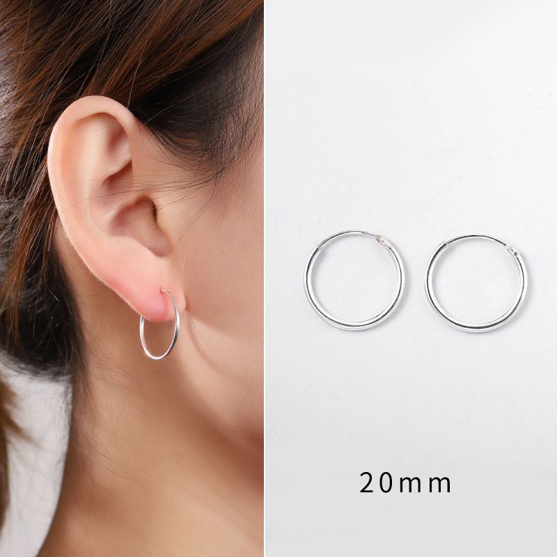 Sterling VENUS Sier Hoop Küpe Kadınlar Için Küçük ve Orta Yuvarlak Daire Kişilik Küpe Takı_voghion.com