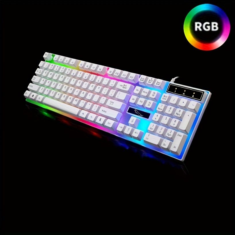 G21 Square Key RGB-Tastatur mit Hintergrundbeleuchtung, geeignet für PC/Gamer und Schreibkräfte (Schwarz/Weiß)_voghion.com
