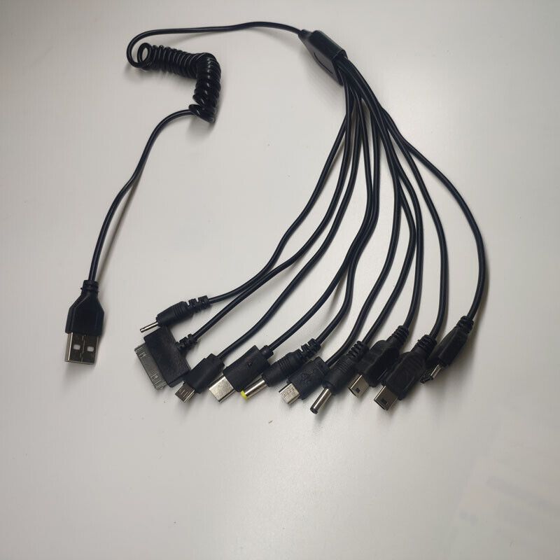 10 In 1 Charge Spring Cable Multi USB Charger For Mobile Phone PSP MP3 MP4_voghion.com