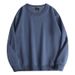 Autumn And Winter Men's Round Neck Fleece Sweatshirt Solid Color Pullover Long Sleeve Loose Top_voghion.com