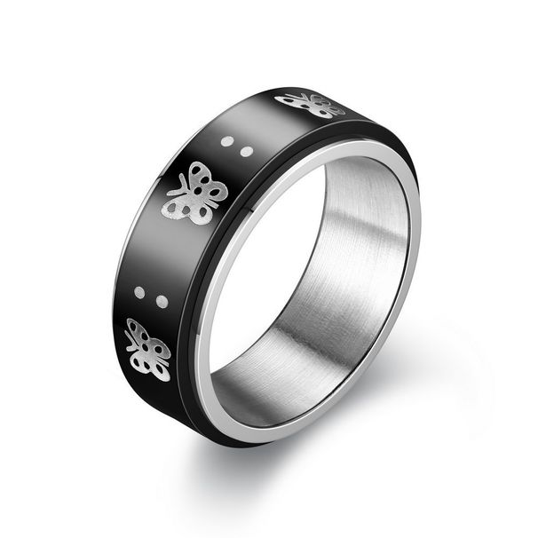 Heißer verkauf titanium rotierenden männer schmetterling anti angst und stress reduzierung ring, edelstahl schmuck ring_voghion.com