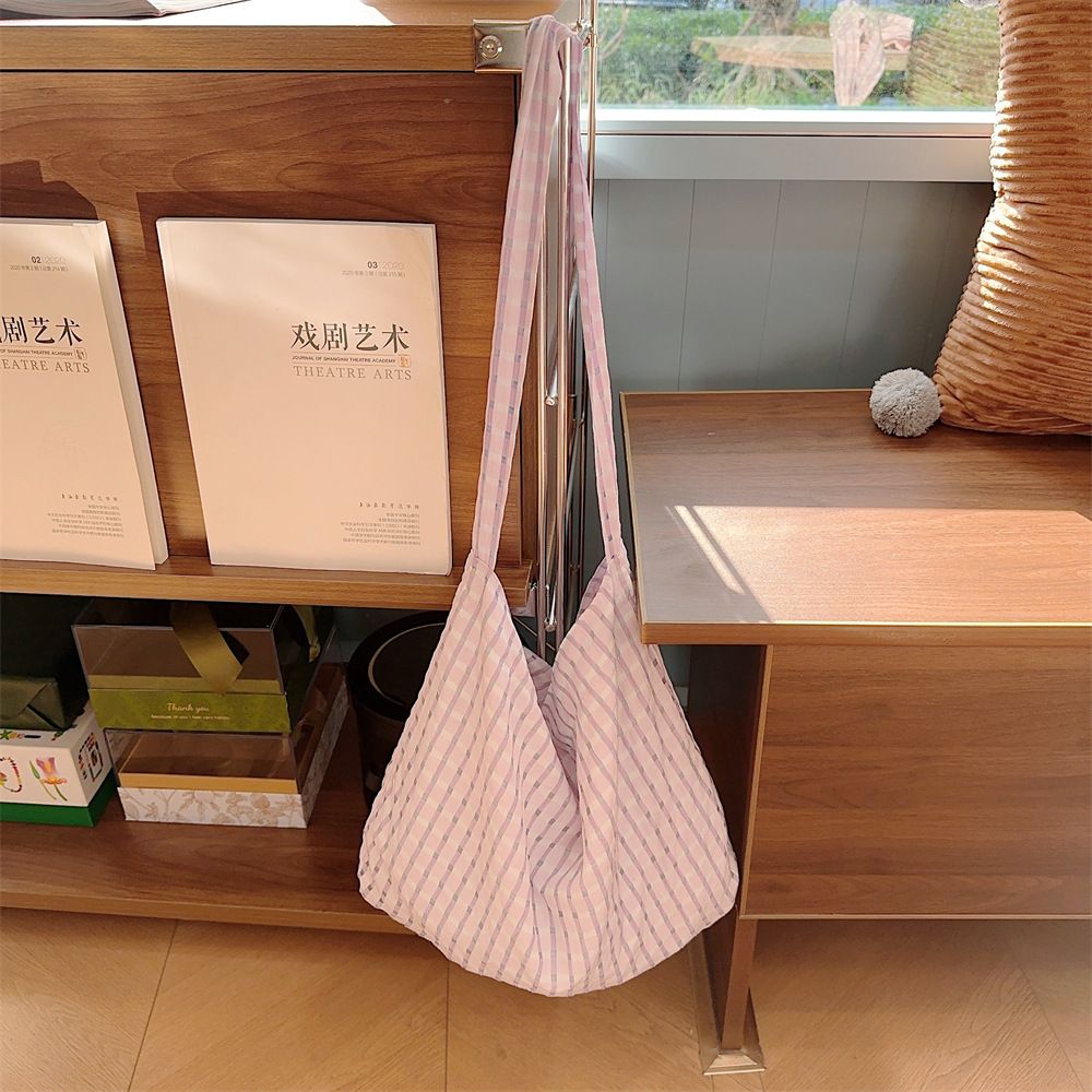 Summer Hollow Bubble Plaid Shoulder Underarm Bag Canvas Bag Fresh Candy Color Messenger Bag_voghion.com