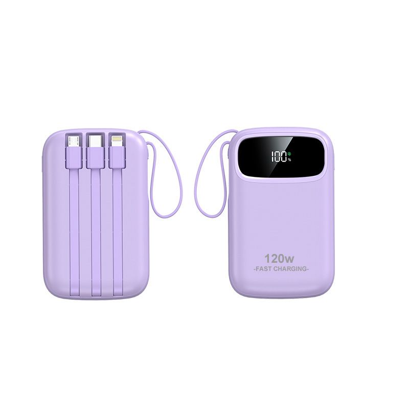Powerbank o mocy 120 W z szybkim ładowaniem i wbudowanym kablem, miniaturowa ładowarka przenośna o pojemności 20000 mAh, kompaktowa i lekka, idealna w podróży i do pracy_voghion.com