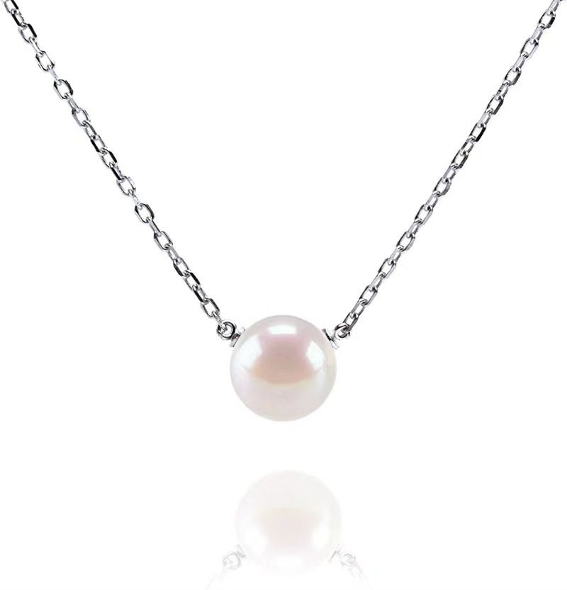 Collana di perle in argento sterling S925, semplice catena a clavicola con perla singola placcata in oro 14k_voghion.com