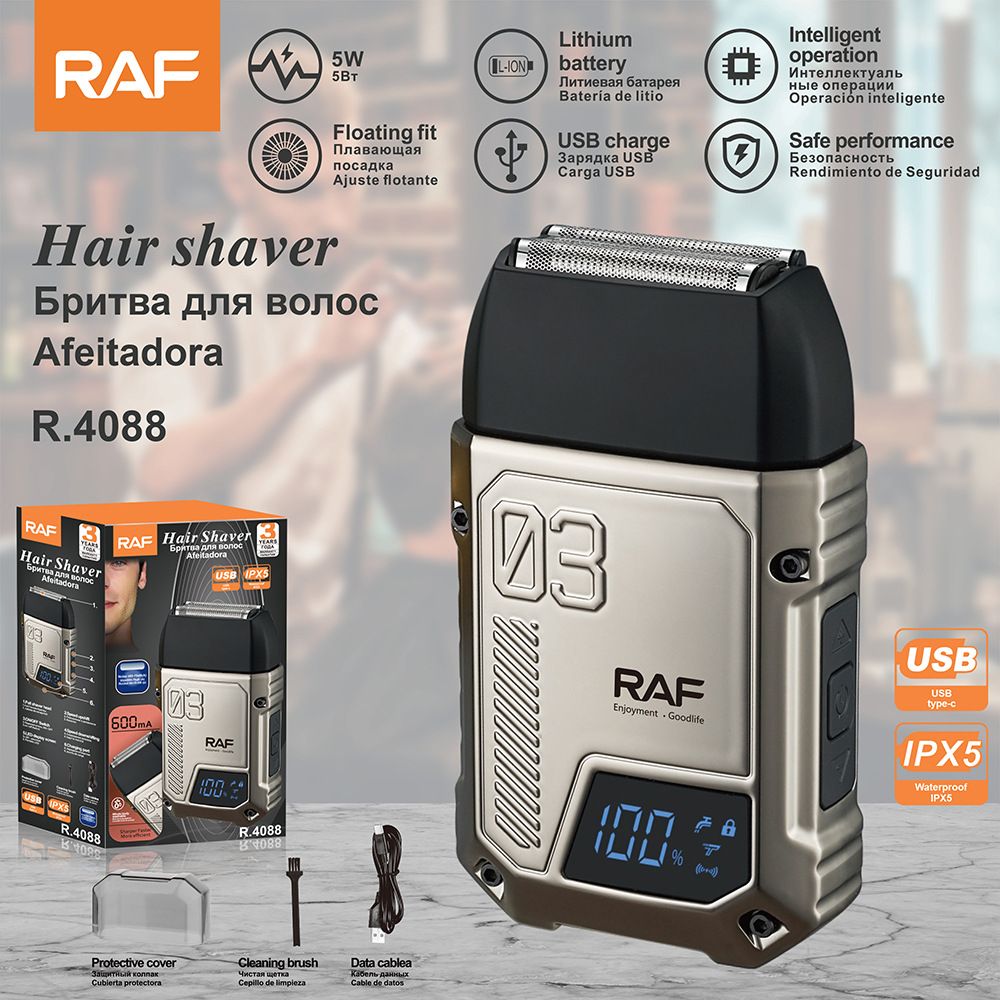 RAF Reciprocating Electric Shaver - Rechargeable Men's Razor Digital Display Full Body Washable_voghion.com