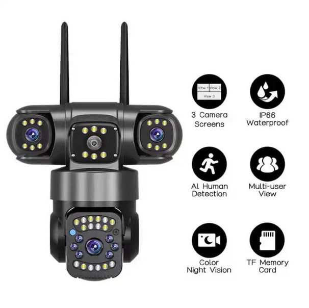 QD19 V380 Three-screen HD Night Vision Outdoor Multi-lens Mobile Remote Wireless Surveillance Camera_voghion.com