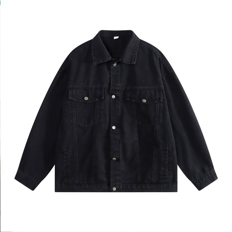 Veste en jean ample à imprimé lettre vintage pour homme et femme, nouvelle marque de mode d'automne, veste décontractée tout-match_voghion.com