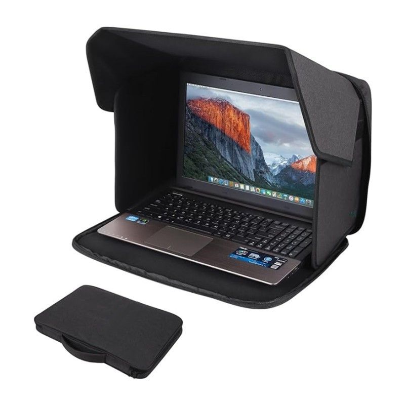 Universal Laptop Sun Shade & Privacy Screen Cover – Lightweight Anti-Glare Oxford Fabric For 14" & 16" Laptops (Black)​_voghion.com