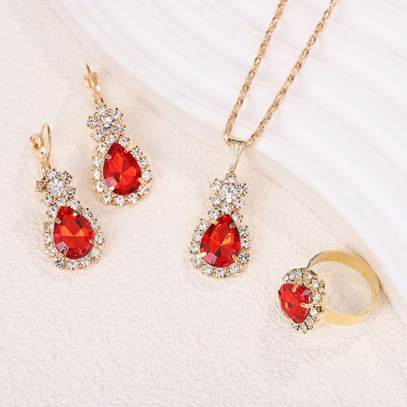 Brautkette, Ring, Ohrringe, Ringset, Hochzeits- und Dinner-Accessoires, dreiteiliges Set_voghion.com
