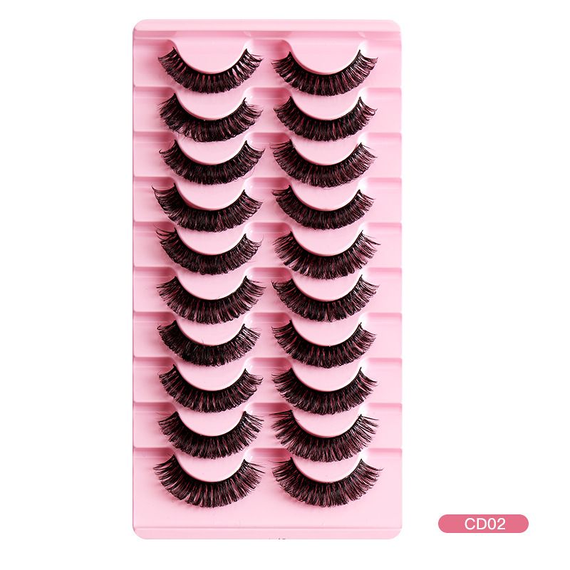 False Eyelashes 10 Pairs Of Russian Large Volume Natural Chemical Fiber Curling Eyelashes Thick Natural_voghion.com