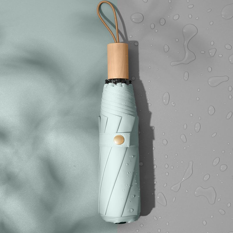 【 2271 avaliações 】 Guarda-chuva dobrável com cabo de madeira para chuva e sol, proteção UV, pequeno e fresco_voghion.com