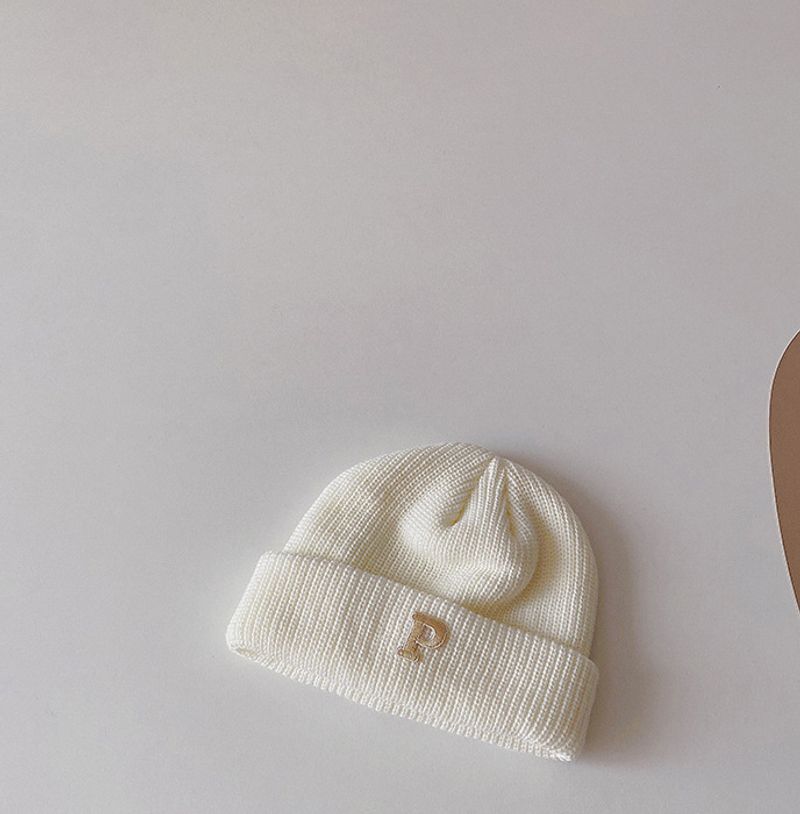 Chapeaux pour enfants Randy couleur unie chapeau tricoté lettres garçons et filles bébé chapeau en laine hiver_voghion.com