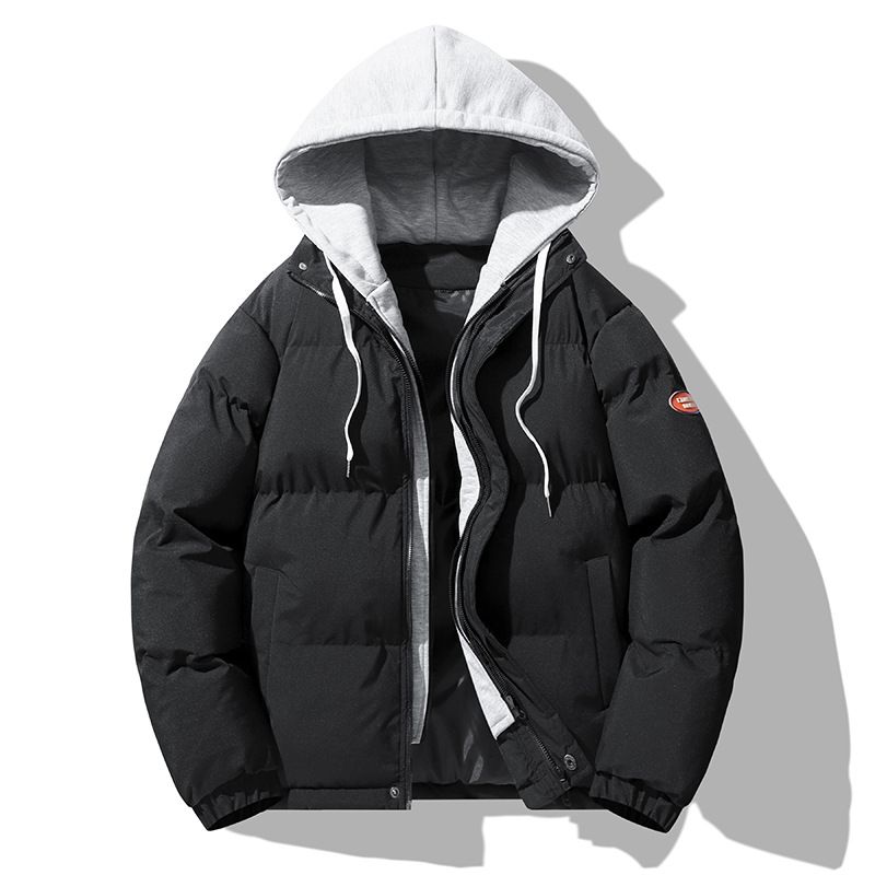 Herrenbekleidung Herren Winter Verdickte Warme Baumwolljacke Mit Kapuze, Lockerer Puffermantel, Trendiges Zweifarbiges Lagendesign, Lässige Oberbekleidung_voghion.com