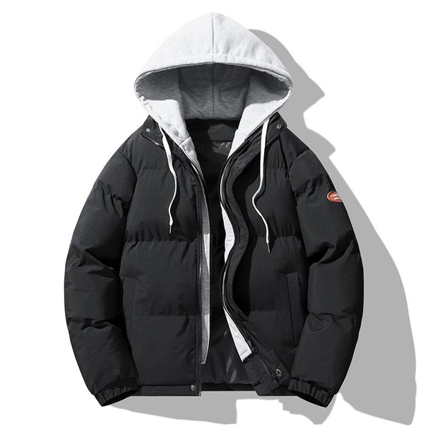 Herrenbekleidung Herren Winter Verdickte Warme Baumwolljacke Mit Kapuze, Lockerer Puffermantel, Trendiges Zweifarbiges Lagendesign, Lässige Oberbekleidung_voghion.com