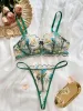 Set intimo da donna in 2 pezzi con perizoma boho ricamato, reggiseno trasparente sexy, trasparente_voghion.com