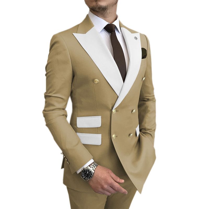 Herrenanzüge, neuer Herrenanzug, zweiteilig, für Hochzeit, Bankett, Bräutigam, Trauzeuge, Herren-Business-Anzug_voghion.com