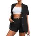 Women's Clothing Summer New Temperament Suit Set Solid Color Suit Jacket High Waist Shorts Two Piece Suit_voghion.com