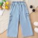 "Girls' Distressed Denim Pants – 100% Cotton, A-Class Safety, Soft Washed & Comfortable For Ages 3-8 (100-130cm)"_voghion.com