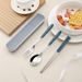 Wheat Straw Stainless Steel Portable Tableware Chopsticks Spoon Fork Three-Piece Set For Students Adults Travel Canteen_voghion.com