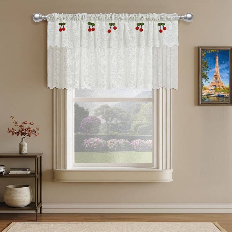 Cortinas de renda floral, cortinas curtas de cozinha, cortinas transparentes para janelas de café, divisórias de portas e janelas salientes_voghion.com