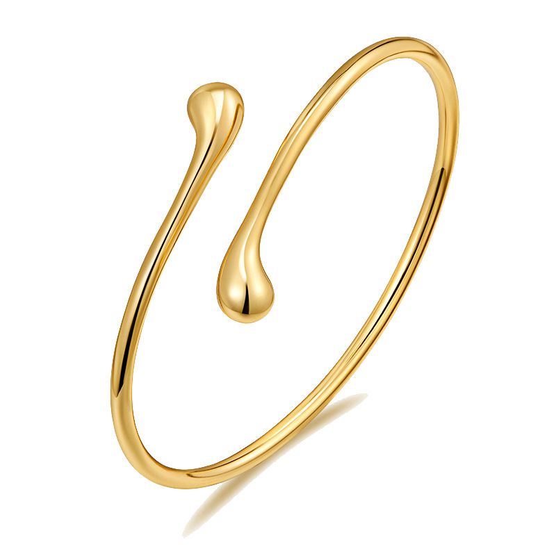 Style Women's Irregular Open Gold Bracelet Versatile Water Drop Shape Round Arm Ring For Women_voghion.com