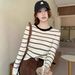 ragazza 2025 autunno inverno nuovo girocollo a righe manica lunga maglia base interna usura maglione top per le donne_voghion.com