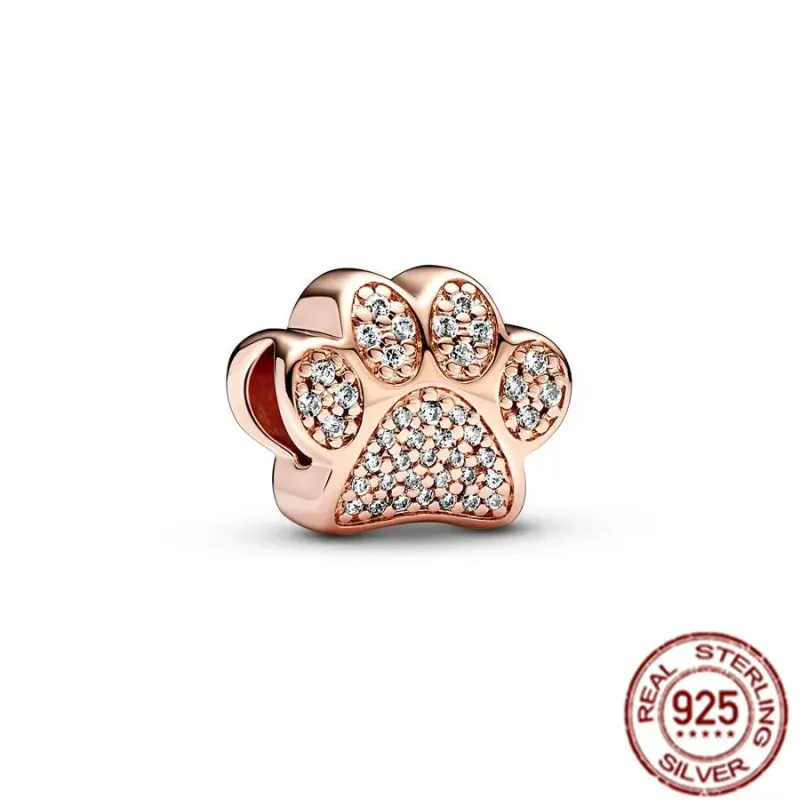 Glitzernde Perlen mit Krallen- und Schmetterlingsmotiven in Silber und Roségold, geeignet für Armbänder und Schmuckgeschenke, versandkostenfrei_voghion.com