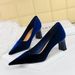 High heel chunky women's shoes suede west velvet light point single shoes_voghion.com